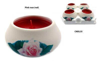 288 Wholesale Ornamental Ceramic Candle With A Pink Rose Design red Candle image