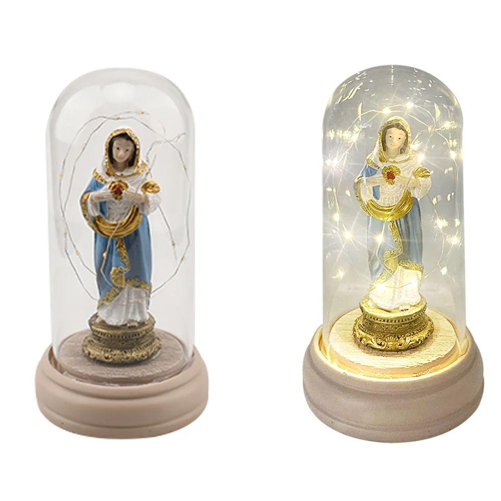 12 Wholesale Led Virgin Mary Figurine White 20cm image