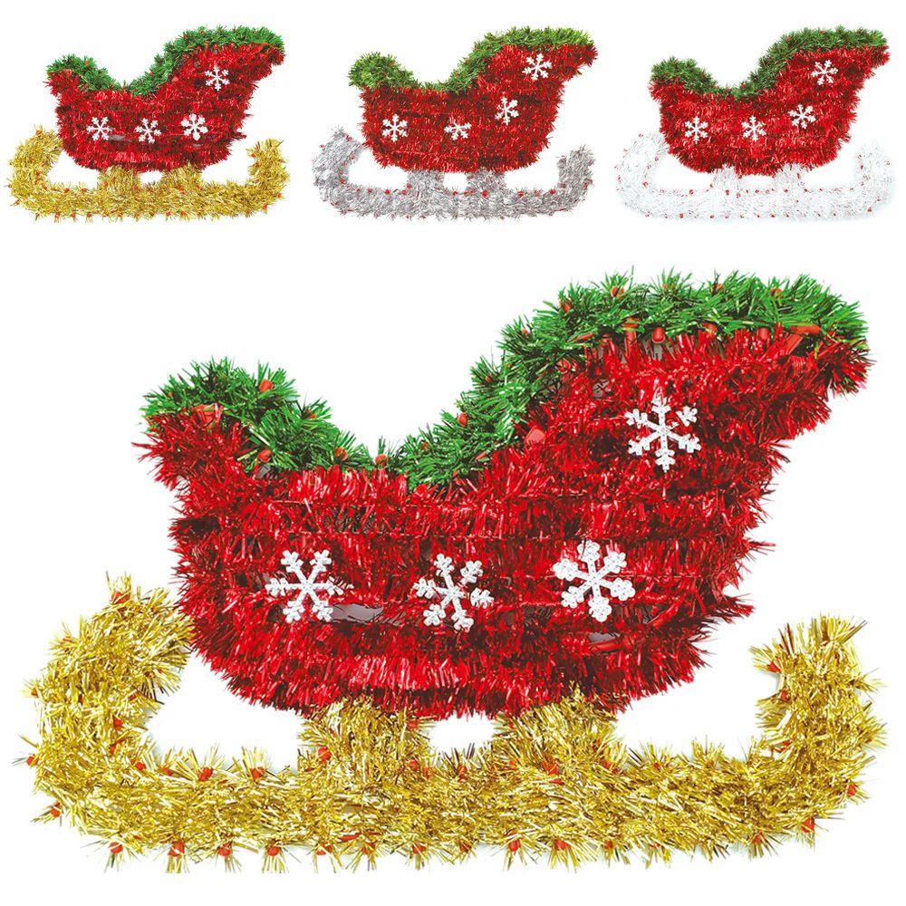 48 Wholesale Christmas Tinsel Hanging Decoration Sleigh image