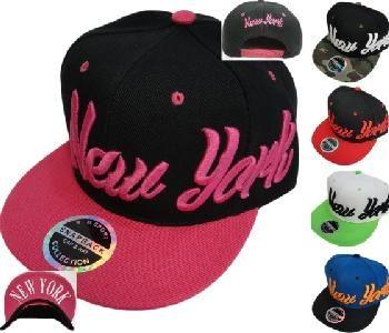 24 Wholesale Snap Back Flat Bill Hat [new York] Script image