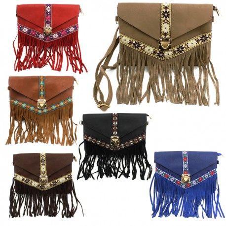 60 Wholesale Large Cross Body Bag W/fringe image