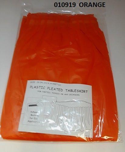 72 Wholesale Pleated Plastic Table Skirt 29x14 In Orange image