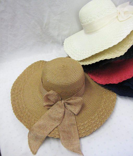 36 Wholesale Womens Summer Straw Sun Hat With Bow image