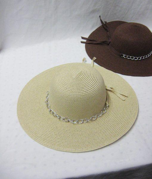 36 Wholesale Straw Large Brim Sun Hat With Chain image