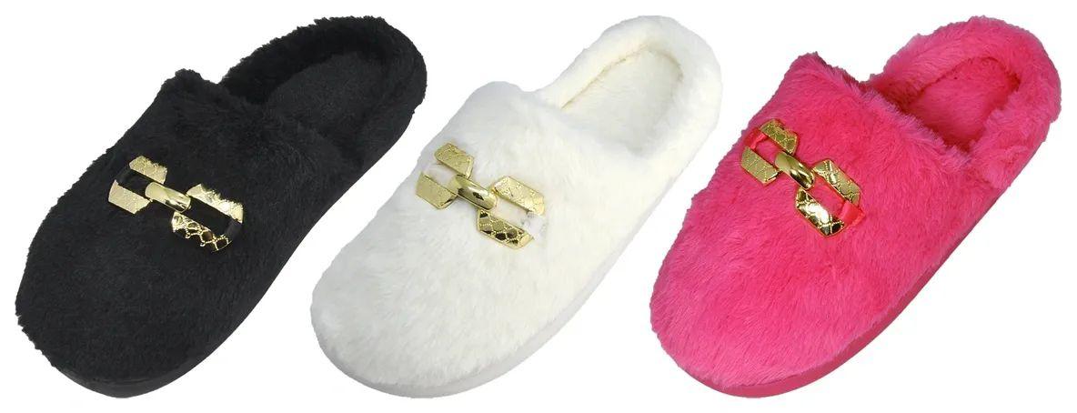 36 Wholesale Assorted Ladies Fuzzy Slippers image