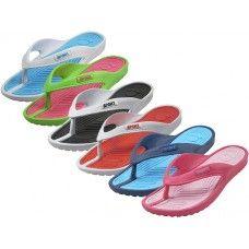 36 Wholesale Women's Sport 2 Tone Colors Soft Comfort Rubber Thong Sandals image