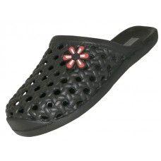 48 Wholesale Women's Close Toe Eva Slide Sandals Black Color image