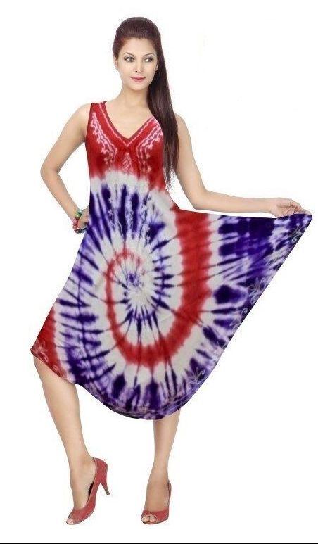 48 Wholesale Women's Tie Dye Printed Maxi Dress image
