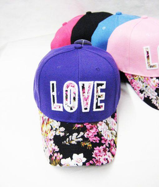 36 Wholesale Love Floral Printed Baseball Cap image