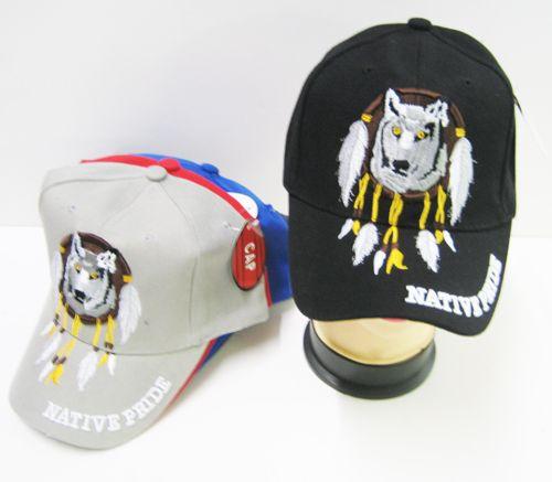 24 Wholesale Wolf Dream Catcher Baseball Cap image