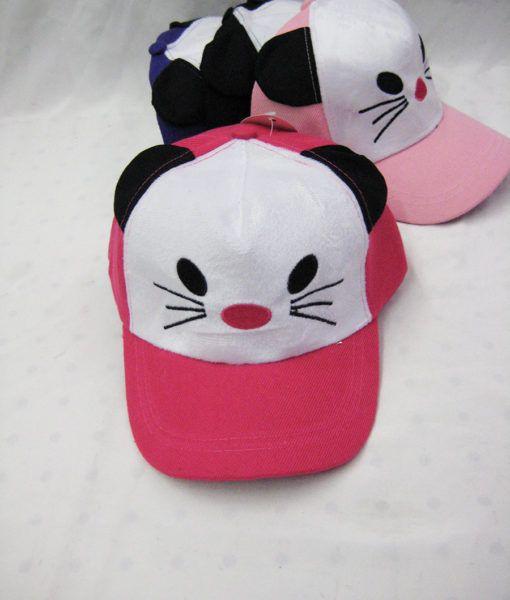 36 Wholesale Panda With Ears Kids Baseball Cap image