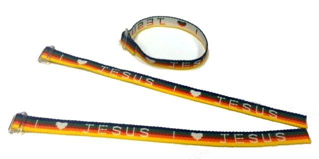 168 Wholesale Woven Rainbow Bracelet "i love Jesus image