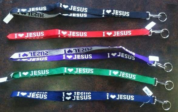 72 Wholesale Woven Lanyard i love Jesus Assorted Colors image