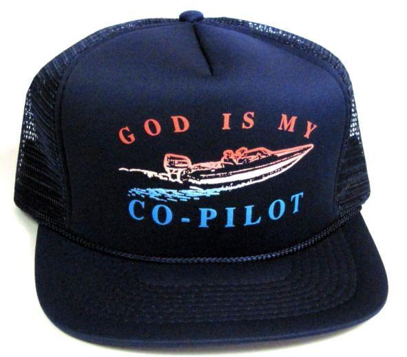 24 Wholesale Adult Mesh Back Printed Hat, "god Is My CO-Pilot", Assorted Colors image