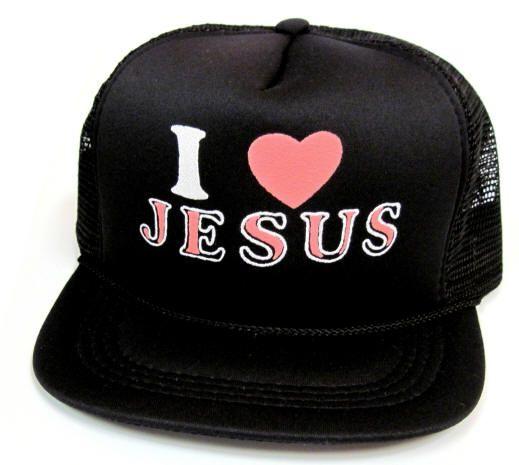 48 Wholesale Youth Mesh Back Printed Hat "i Love Jesus" Assorted Colors image