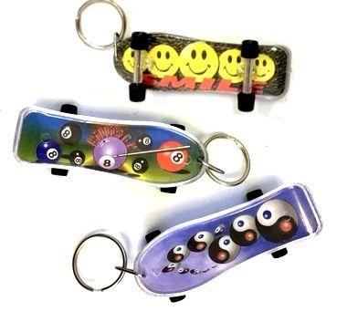 96 Wholesale Assorted Cool Designs Skateboard Keychain image
