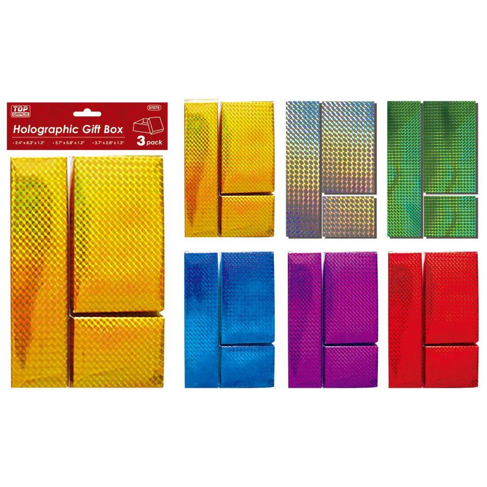 48 Wholesale 3-Pack Holographic Gift Box image