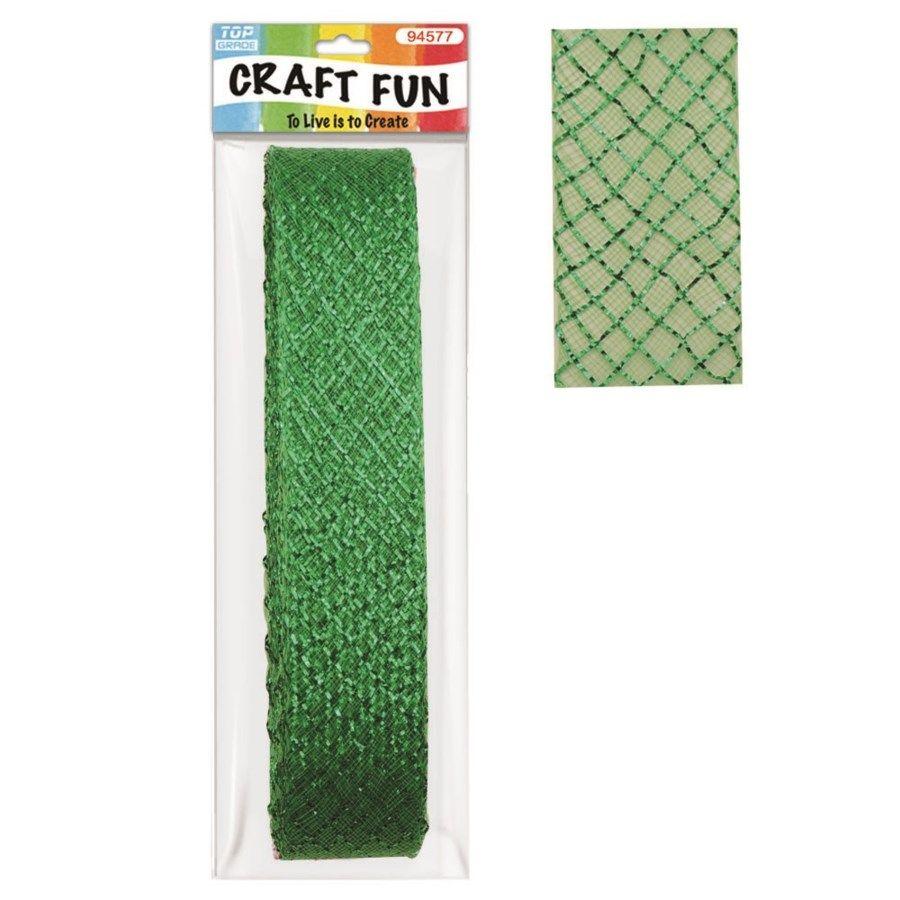 12 Wholesale Mesh Ribbon Green Twenty Six Feet image