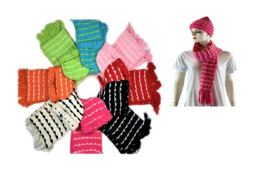 24 Wholesale Cozy Scarf Hat Set With Knitted Design image