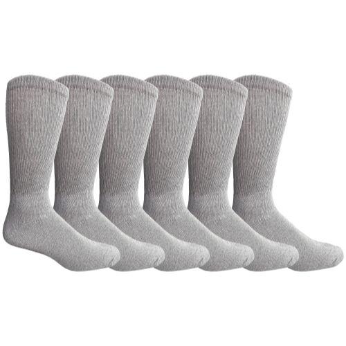 6 Wholesale Yacht & Smith Men's Cotton Diabetic Gray Crew Socks Size 13-16 image