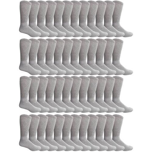 48 Wholesale Yacht & Smith Men's Cotton Diabetic Gray Crew Socks Size 13-16 image