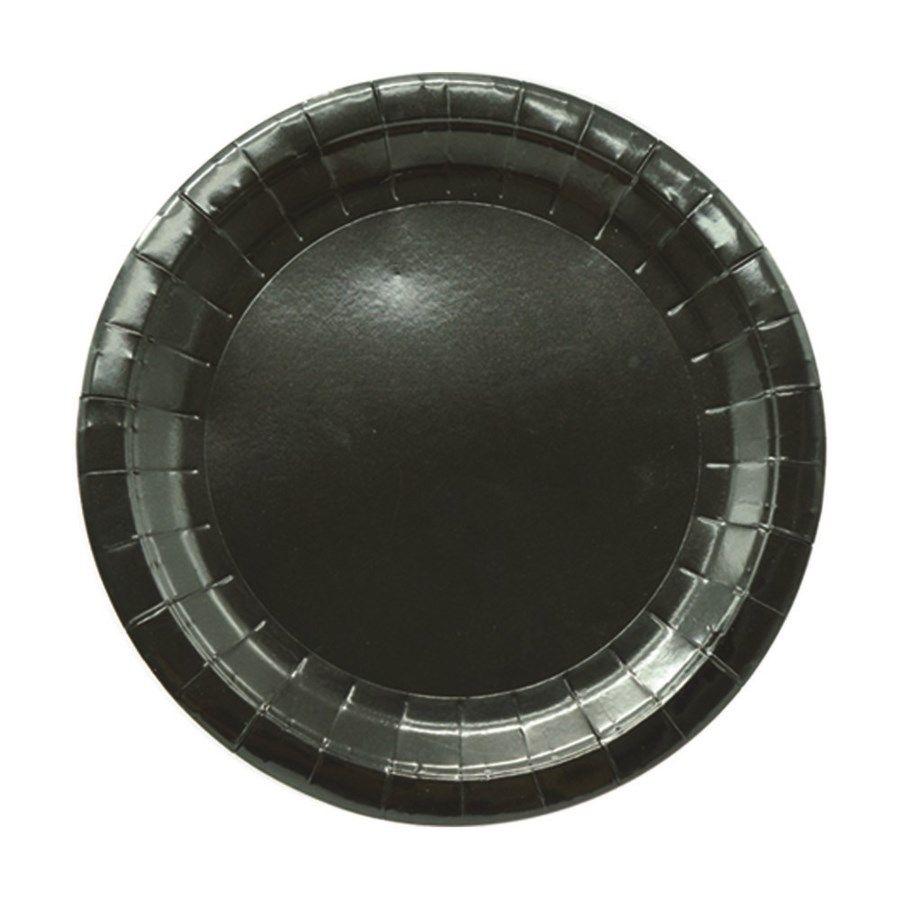 24 Wholesale Seven Inch Eight Count Paper Plate Black image