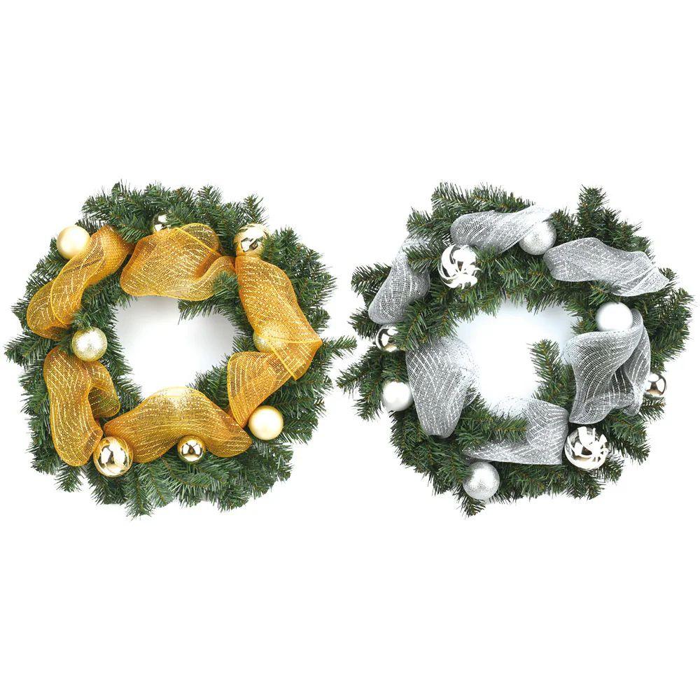 12 Wholesale Christmas Wreath Gold And Silver image