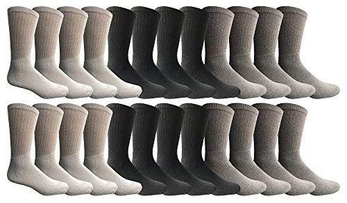 24 Wholesale Yacht & Smith Men's Cotton Athletic Terry Cushioned Assorted Colored Crew Socks image