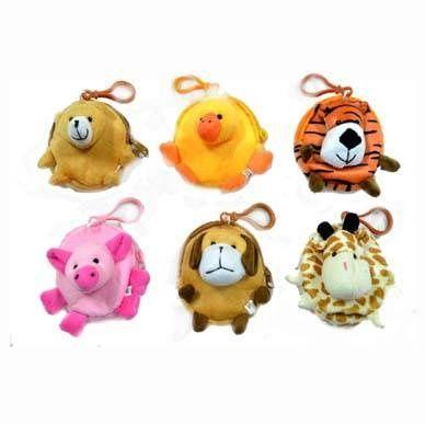 48 Wholesale Assorted Animals Coin Purse Keychain image