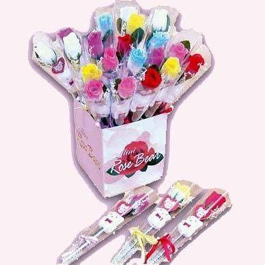 48 Wholesale 8 In Assorted Color Rose With Bear image