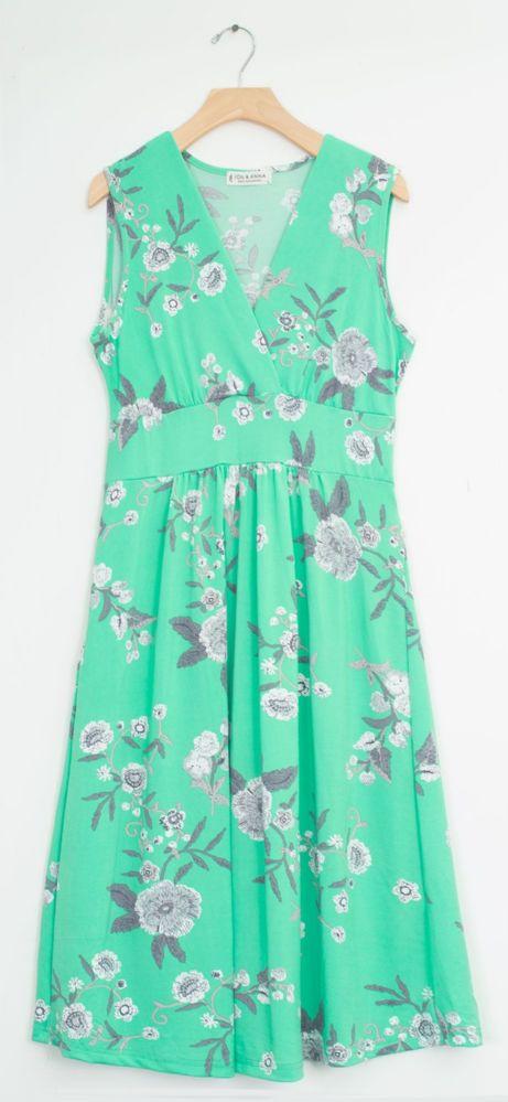 12 Wholesale Ditsy Floral Tie Back Midi Dress Torquoise image
