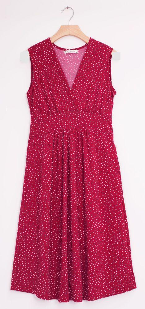 12 Wholesale Ditsy Dot Tie Back Midi Dress Plum image