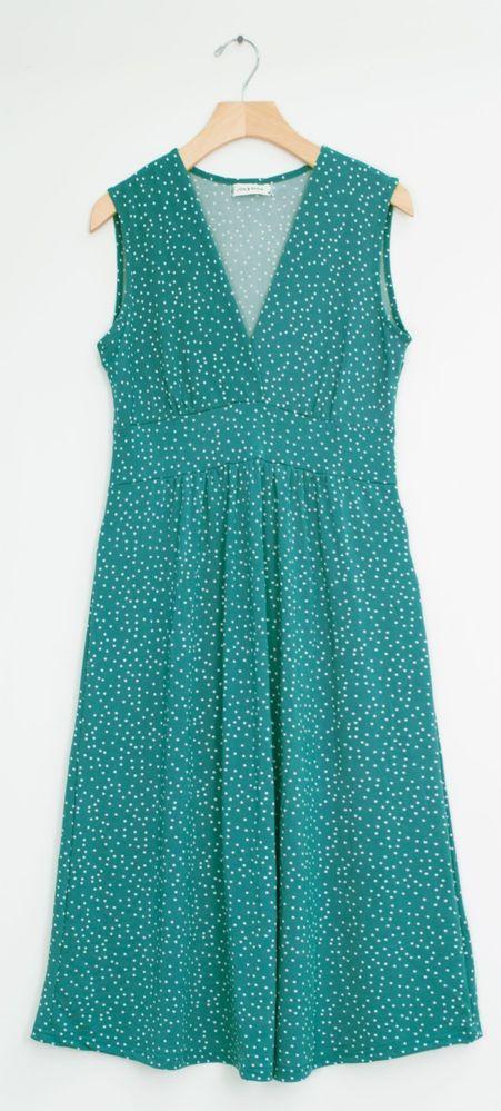 12 Wholesale Ditsy Dot Tie Back Midi Dress Teal image