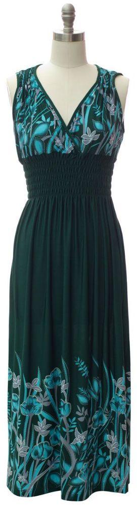 12 Wholesale Shoulder Cinch Maxi Green Floral image