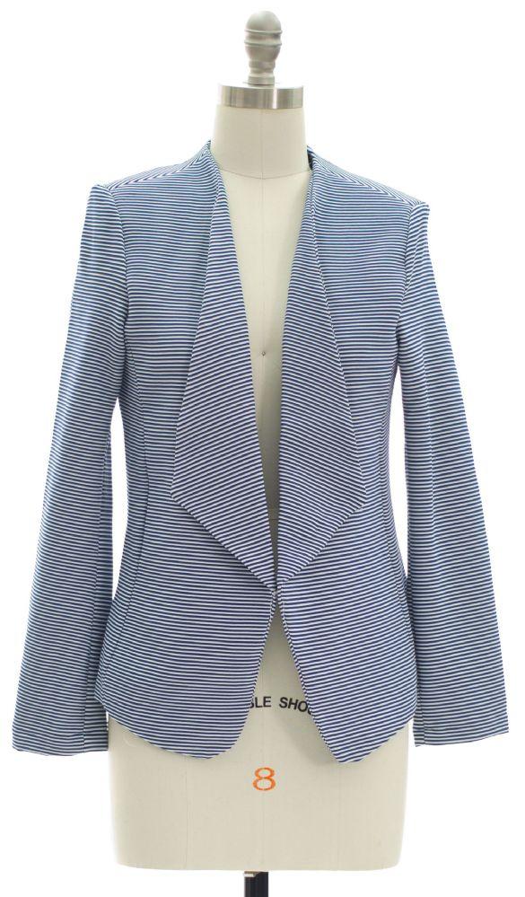 12 Wholesale Open Front Stripe Blazer Blue image
