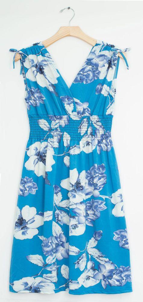 12 Wholesale Plus Floral Tie Shoulder Midi Dress Aqua image