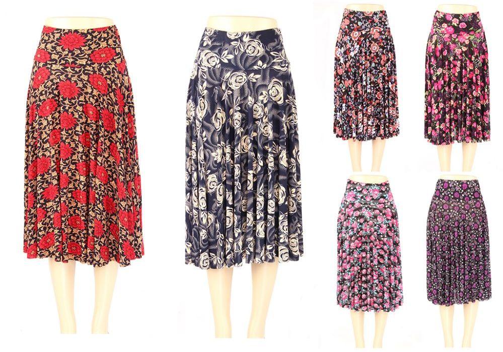 24 Wholesale Womens A-Line Floral Skirt Assorted image