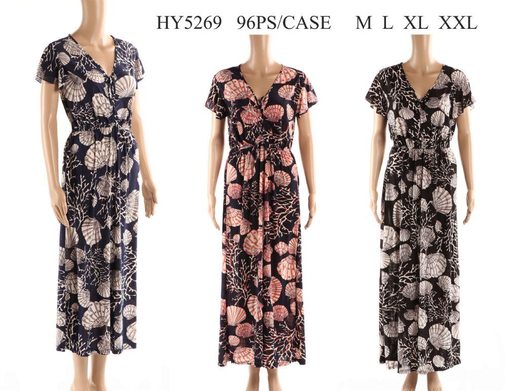 48 Wholesale Womens Long Printed Sun Dress image