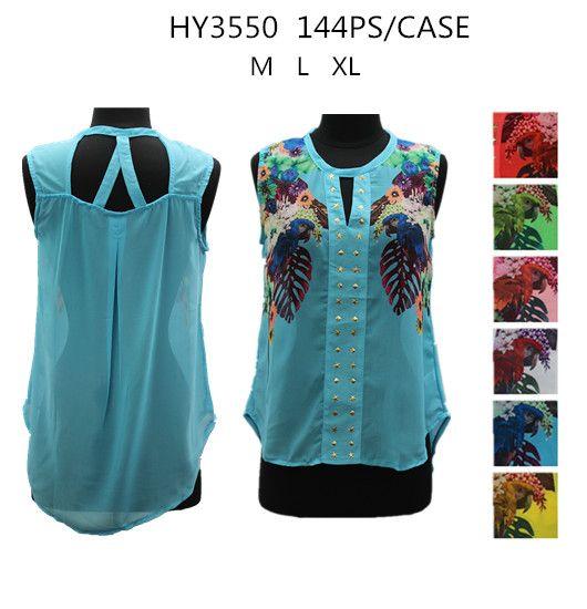 36 Wholesale Womens Fashion Summer Printed Top Assorted Colors image