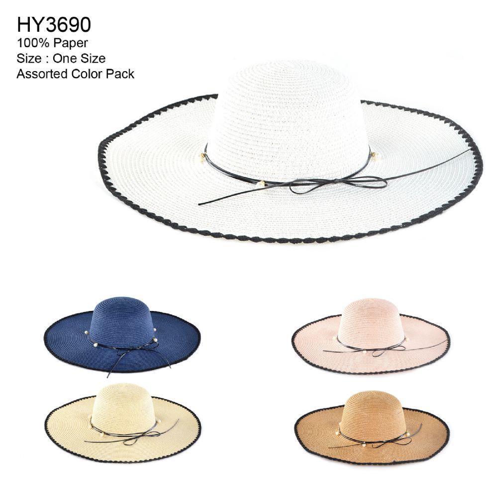 30 Wholesale Womens Paper Sun Hat Assorted Color image
