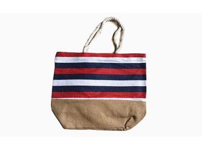 36 Wholesale Multi Colored Striped Top Handle Tote Bag image