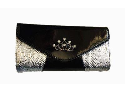 36 Wholesale Womens Snakeskin Pattern Rhinestone Evening Clutch Handbag image