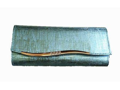 36 Wholesale Charming Tailor Evening Handbag Glitzy Metallic Clutch Bag With Metal Trim Flap image