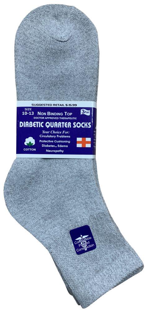 24 Wholesale Yacht & Smith Men's Loose Fit NoN-Binding Soft Cotton Diabetic Gray Quarter Ankle Socks Size 10-13 image