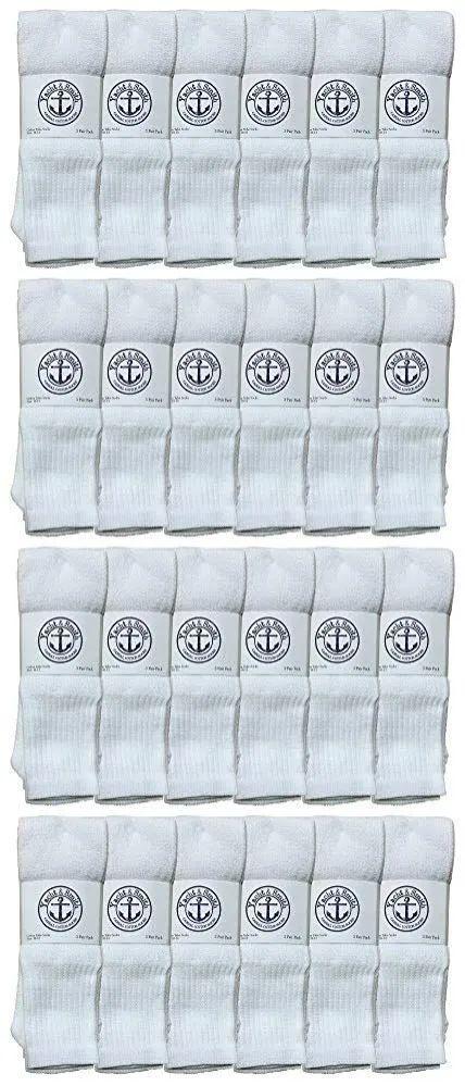 24 Wholesale Yacht & Smith Men's Cotton 31" Inch Terry Cushioned Athletic White Tube Socks Size 13-16 image