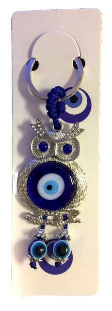 96 Wholesale Large Evil Eye Owl Keychain image