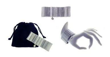 12 Wholesale Silver Tone Metal Stretch Bracelet With Pouch image