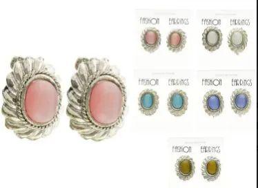 36 Wholesale Assorted Color And Silver Tone Metal Clip On Earring With Bead Accents image