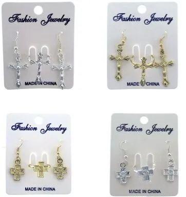 36 Wholesale Dangle Cross Earrings With Cross Ring image