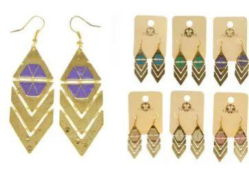 36 Wholesale Gold Tone And Multi Color Metal Dangle Earrings image